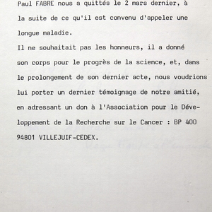 1981 - Décès de Paul Fabre